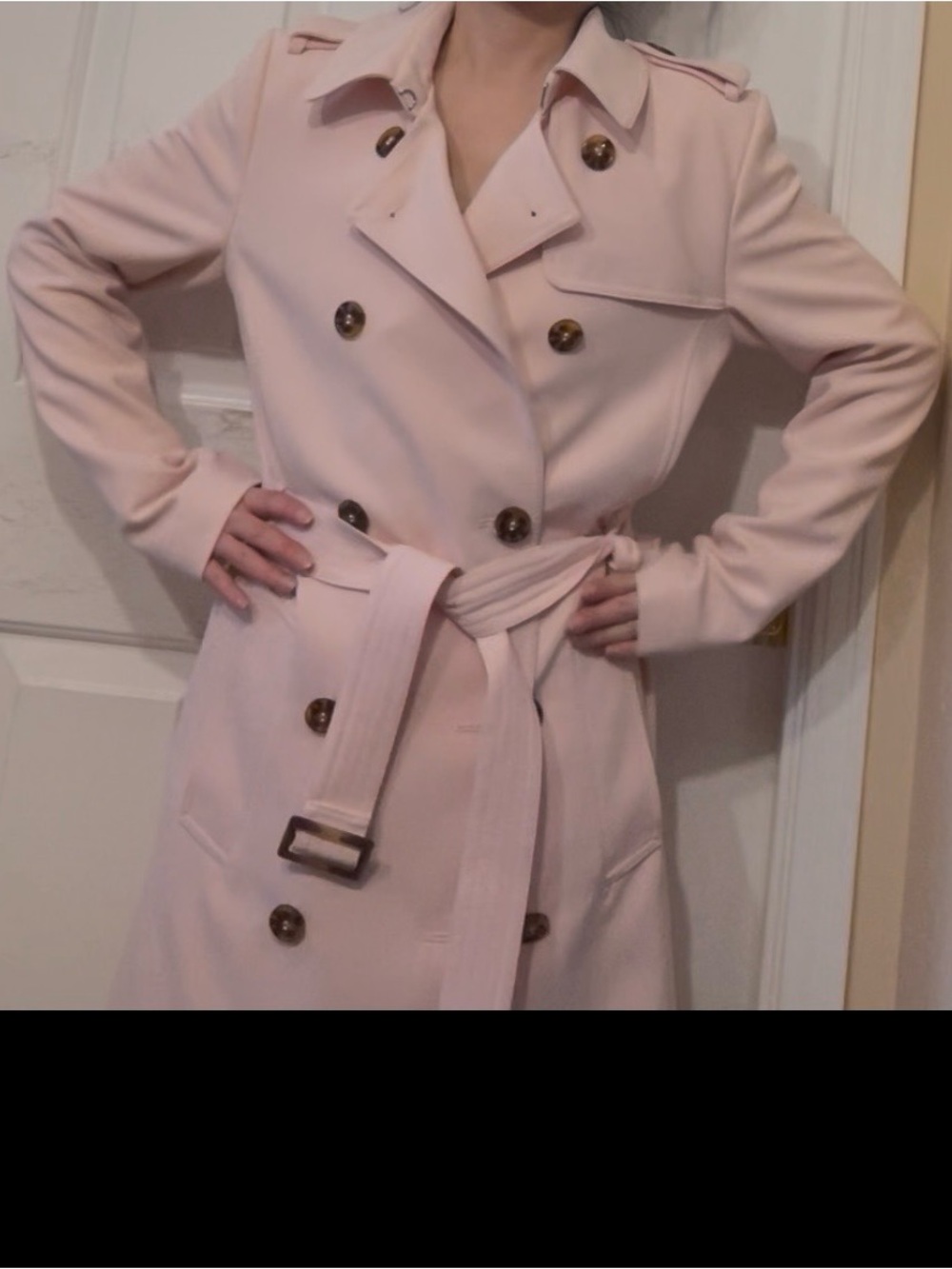 H&M Light Pink Double-Breasted Trench Coat